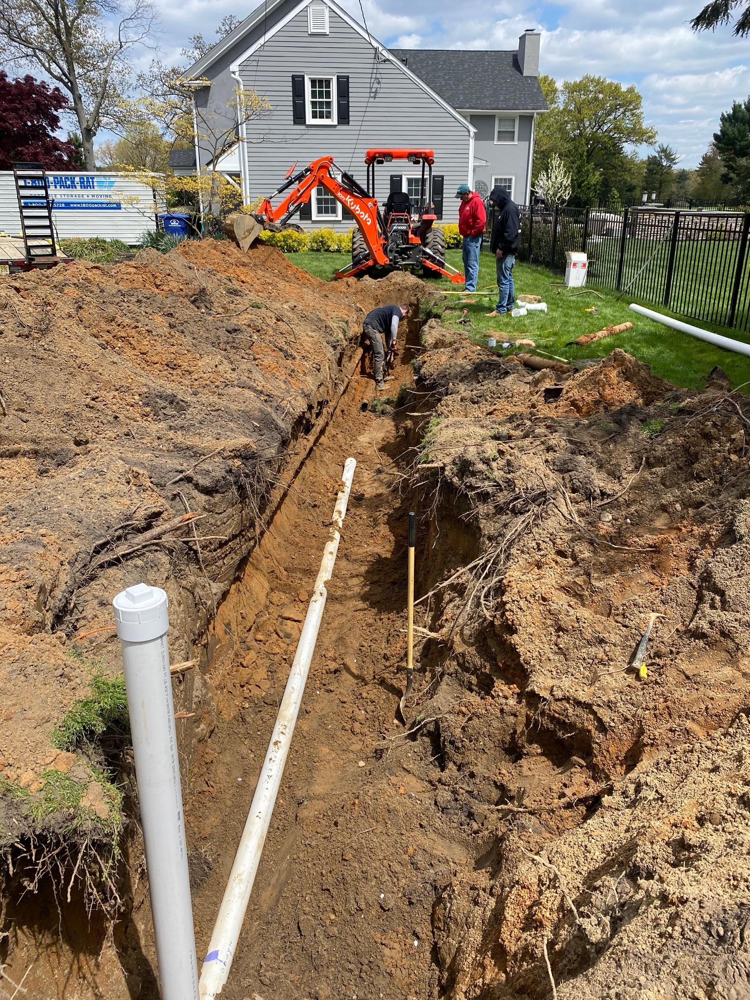 Sewer line replacement and repair work in a New Jersey home