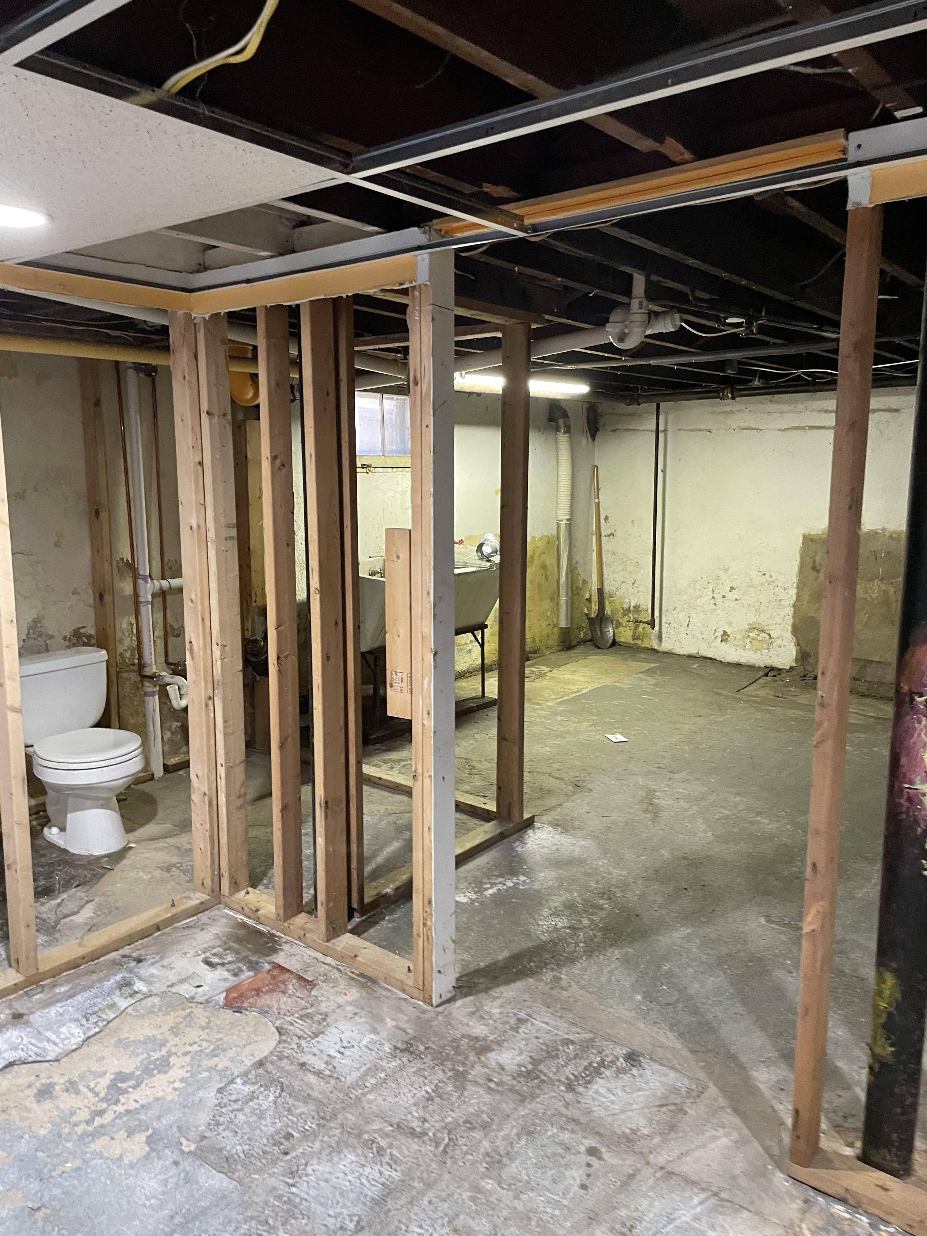 Basement demolition and flood damage cleanup in a New Jersey home