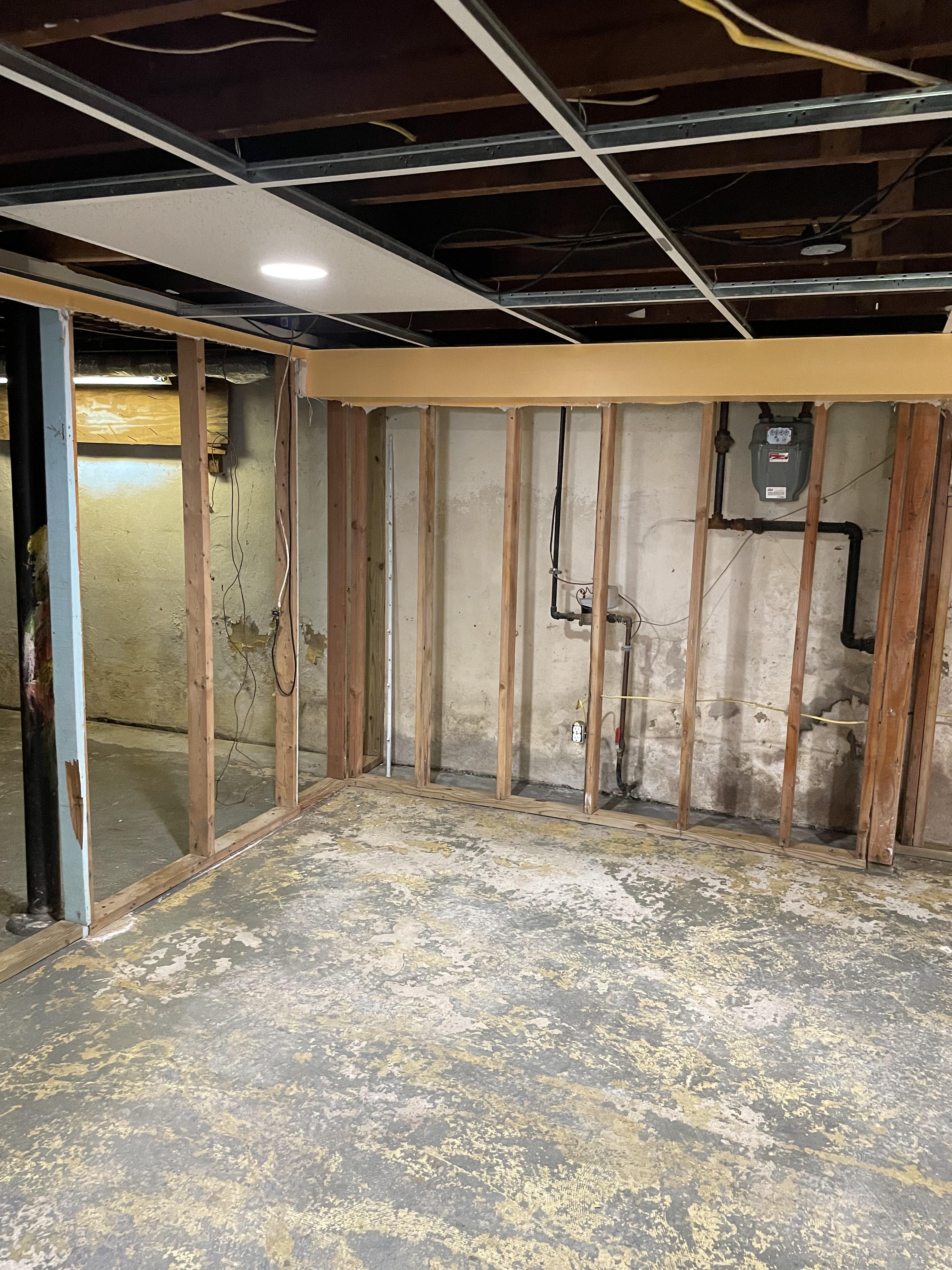 Full room demolition during a restoration project in a New Jersey home