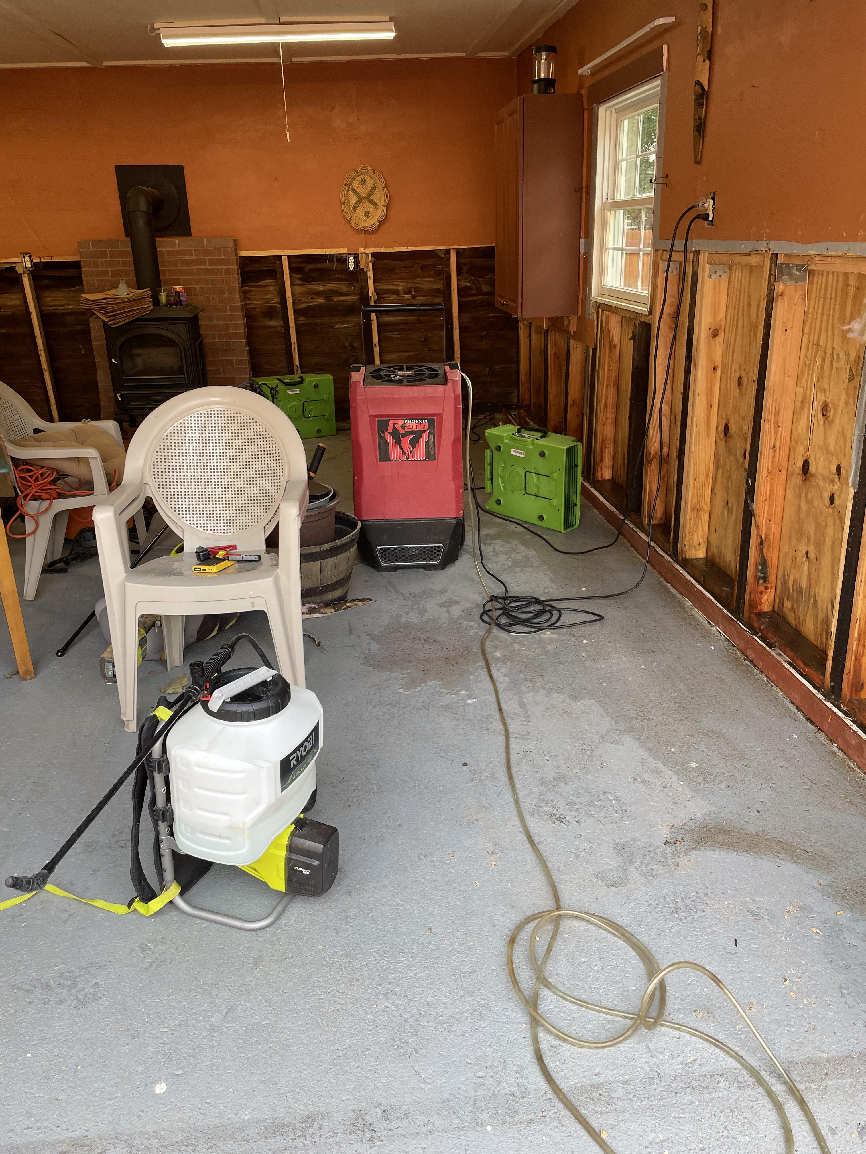 Multi-room drywall demolition during water damage restoration in New Jersey