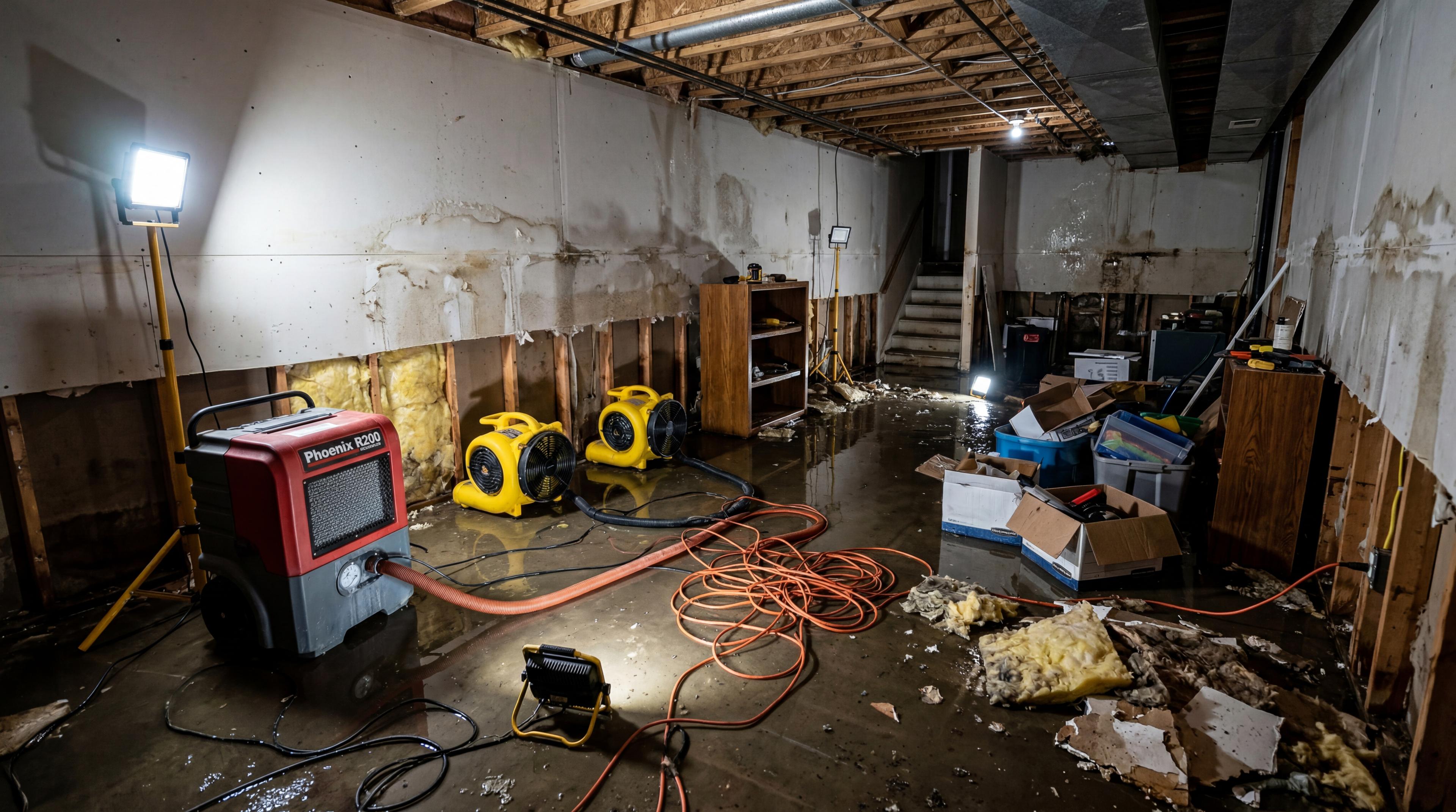 Water damage restoration work inside a New Jersey home