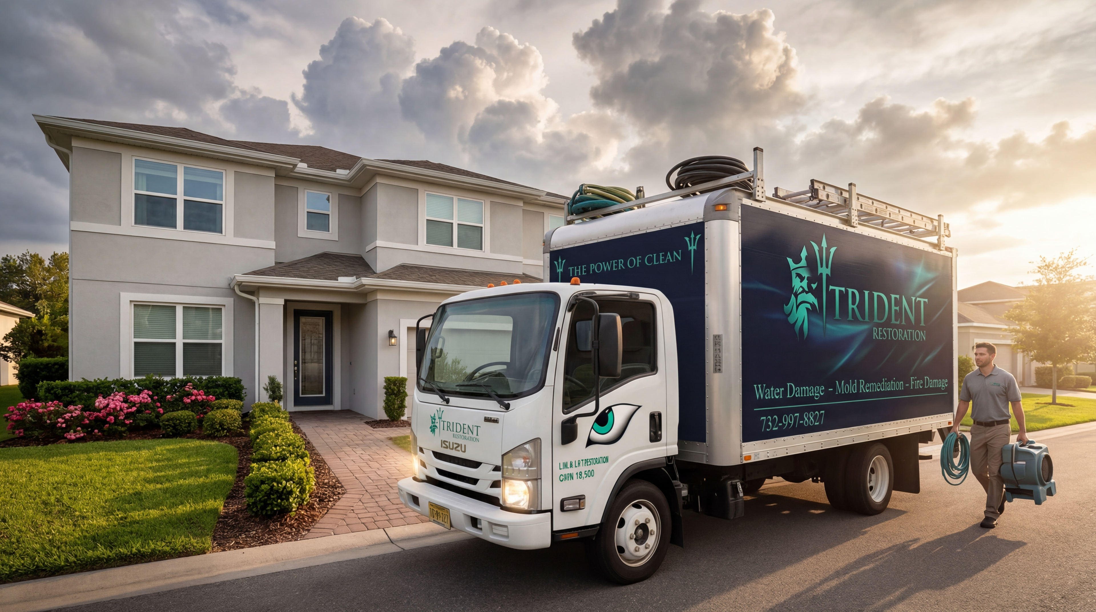 Trident Restoration team at work restoring a New Jersey home